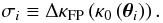 \begin{equation} \sigma_i \equiv \Delta\kappa_{\mathrm{FP}}\left(\kappa_0\left(\vec{\theta}_i\right)\right). \end{equation}