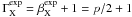 \hbox{$\Gamma_{\rm X}^{\exp}=\beta_{\rm X}^{\exp}+1=p/2+1$}