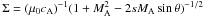 \hbox{$\Sigma = (\mu_0 c_{\rm A})^{-1} (1+ M_{\rm A}^2 -2 s M_{\rm A} \sin \theta)^{-1/2}$}