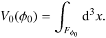 \appendix \setcounter{section}{2} \begin{equation} \label{mf0} V_0(\phi_0)=\int_{F_{\phi_0}}\mathrm{d}^3x. \end{equation}