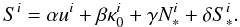 \appendix \setcounter{section}{1} \begin{equation} S^i = \alpha u^i + \beta \kappa_0^i + \gamma N_*^i +\delta S_*^i. \end{equation}