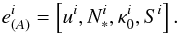 \appendix \setcounter{section}{1} \begin{equation} \label{velocity-tetrad} e^i_{(A)} = \left[u^i, N_*^i, \kappa_0^i, S^i\right]. \end{equation}