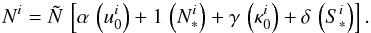 \appendix \setcounter{section}{1} \begin{equation} \label{projected-normal-decomposition} N^i = {\tilde N}\,\left[\alpha\, \left(u_0^i\right) + 1\, \left(N_*^i\right) + \gamma\, \left(\kappa_0^i\right) + \delta\, \left(S_*^i\right)\right]. \end{equation}