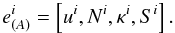 \appendix \setcounter{section}{1} \begin{equation} \label{tetrad-final-final} e_{(A)}^{i} = \left[u^i, N^i, \kappa^i, S^i\right]. \end{equation}