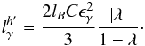 \begin{eqnarray} l_{\gamma}^{h '} = \frac{2 \lB C \eg^2}{3} \frac{|\lambda|}{1-\lambda}\cdot \end{eqnarray}