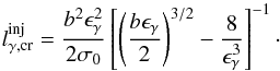 \begin{eqnarray} \label{lcr_theta} \lcr= \frac{b^2\eg^2}{2 \sigma_0}\left[\left(\frac{b \eg}{2}\right)^{3/2}-\frac{8}{\eg^3}\right]^{-1} \cdot \end{eqnarray}