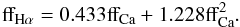 $$ {\rm ff_{H\alpha} = 0.433 ff_{Ca} + 1.228 ff_{Ca}^2}. $$