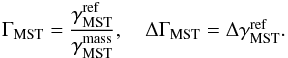 \begin{equation} \Gmst = \frac{ \gref }{ \gmass }, \quad \Delta\Gmst = \Delta\gref. \label{eq:Gmst} \end{equation}
