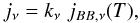 \begin{equation} j_{\nu} = k_{\nu} \; j_{BB,\nu}(T), \end{equation}