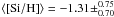 \hbox{$\langle\mathrm{[Si/H]}\rangle = -1.31 \pm ^{0.75}_{0.70}$}