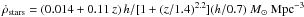 \hbox{$\dot \rho_{\rm stars} = (0.014+0.11\,z)\,h/[1+(z/1.4)^{2.2}](h/0.7)~M_\odot~{\rm Mpc}^{-3}$}