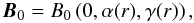 \begin{equation} {\vec B}_0=B_0 \left(0, \alpha (r), \gamma (r) \right), \label{eq_mag} \end{equation}