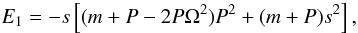 \appendix \setcounter{section}{1} \begin{equation} E_1 = -s \left[ (m+P-2P \Omega^2) P^2 + (m+P) s^2 \right], \end{equation}
