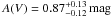 \hbox{$A(V) = 0.87^{+0.13}_{-0.12}\,\rm mag$}