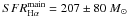 \hbox{$SFR_{\rm H\alpha}^{\rm main} = 207\pm 80~M_{\sun}$}