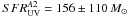 \hbox{$SFR_{\rm UV}^{A2} = 156\pm 110\,M_{\sun}$}