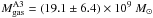 \hbox{$M_{\rm gas}^{\rm A3} = (19.1\pm 6.4)\times 10^9~M_{\sun}$}