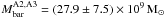 \hbox{$M^{\rm A2,A3}_{\rm bar} = (27.9\pm 7.5)\times 10^9\,\rm M_{\sun}$}