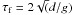 \hbox{$\tau_{\rm f}=2\sqrt(d/g)$}
