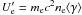 \hbox{$U'_{\rm e}=m_{\rm e}c^2 n_{\rm e}\langle\gamma\rangle$}