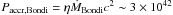 \hbox{$P_{\rm accr,Bondi}=\eta \dot{M}_{\rm Bondi}c^2 \sim 3 \times 10^{42}$}