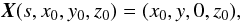\begin{equation} {\vec X}(s,x_0,y_0,z_0)= (x_0,y,0,z_0), \end{equation}