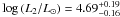 \hbox{$\log\,(L_2/L_{\odot}) = 4.69^{+0.19}_{-0.16}$}