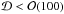 \hbox{$\mathcal{D}<\mathcal{O}(100)$}