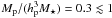 \hbox{$M_{\rm p} / (h_{\rm p}^3 M_{\star}) = 0.3 \lesssim 1$}
