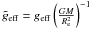 \hbox{$\tilde g_\mathrm{eff}=g_\mathrm{eff}\left(\frac{GM}{R_{\rm e}^2}\right)^{-1}$}