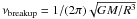 \hbox{$\nu_{\rm breakup} = 1/(2\pi) \sqrt{GM/R^3}$}