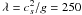 \hbox{$\lambda=c_s^2/g=250$}