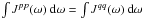 \hbox{$\int J^{pp}(\omega)\ {\rm d}\omega = \int J^{qq}(\omega)\ \rm d\omega$}