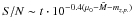 \hbox{$S/N\sim t \cdot 10^{-0.4(\mu_0-\bar{M}-m_{z.p.})}$}