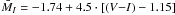 \hbox{$\bar{M}_I=-1.74+4.5\cdot[(V{-}I)-1.15]$}