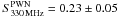 \hbox{$S_{\mathrm{330\,MHz}}^{\mathrm{PWN}}=0.23\pm0.05$}