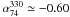 \hbox{$\alpha_{74}^{330}\simeq-0.60$}