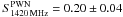 \hbox{$S_{\mathrm{1420\,MHz}}^{\mathrm{PWN}}=0.20\pm0.04$}