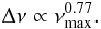 \begin{equation} \Delta\nu \propto \nu_{\rm{max}}^{0.77} . \end{equation}