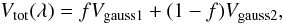 \appendix \setcounter{section}{2} \begin{equation} V_{\rm tot}(\lambda) = f V_{\rm gauss 1} + (1-f) V_{\rm gauss 2},\label{Vgauss12} \end{equation}