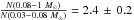 \hbox{$\frac{N(0.08{-}1~M_\odot)}{N(0.03{-}0.08~M_\odot)}=2.4\,\pm\,0.2$}