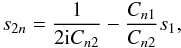 \begin{equation} \label{eq:bivar_derivation_poles} s_{2n}=\frac{1}{2 \iu C_{n2}}-\frac{C_{n1}}{C_{n2}}s_1, \end{equation}