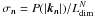\hbox{$\sigma_{\vec{n}}=P(|\vec{k}_{\vec{n}}|)/L^N_{\mathrm{dim}}$}