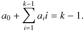 \appendix \setcounter{section}{1} \begin{equation} a_0 + \sum\limits_{i=1}^{k-1} a_i i = k-1 . \end{equation}