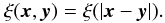 \begin{equation} \xi(\vec{x},\vec{y})=\xi(|\vec{x}-\vec{y}|) . \end{equation}