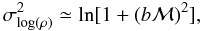 \begin{equation} \sigma_{\log(\rho)}^2 \simeq \ln [1+(b{\cal M})^2], \label{sig} \end{equation}