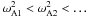 \hbox{$\omega_{\rm A1}^2 < \omega_{\rm A2}^2 < \dots$}