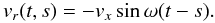 \begin{equation} v_r(t,s) = -v_x\sin\omega (t-s). \end{equation}