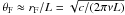 \hbox{$\theta_{\rm F} \approx r_{\rm F}/L = \sqrt{c/(2\pi \nu L)}$}