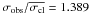 \hbox{$\sigma_{\rm obs}/\overline{\sigma_{\rm cl}}=1.389$}